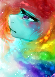 Size: 2149x3035 | Tagged: safe, artist:monochromacat, derpibooru import, rainbow dash, pegasus, pony, female, lidded eyes, mare, solo