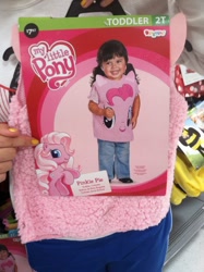 Size: 500x669 | Tagged: safe, pinkie pie, human, g3, g4, child, clothes, costume, halloween, irl, irl human, merchandise, photo, target demographic, you had one job