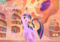 Size: 2000x1414 | Tagged: safe, artist:ino, derpibooru import, twilight sparkle, golden oaks library, pixiv, smiling, solo