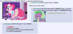 Size: 733x348 | Tagged: safe, pinkie pie, spike, dragon, earth pony, pony, friendship is witchcraft, /mlp/, 4chan, mulan, thread