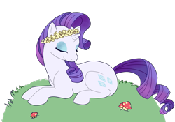 Size: 1095x765 | Tagged: safe, artist:missmegalodon, rarity, pony, unicorn, floral head wreath, flower, solo