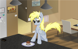 Size: 3245x2064 | Tagged: safe, artist:farminilla, derpy hooves, pegasus, pony, female, mare, muffin, solo