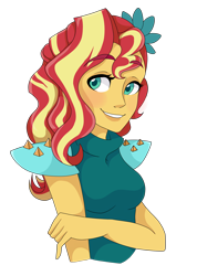 Size: 3040x4280 | Tagged: safe, artist:maddymoiselle, sunset shimmer, equestria girls, legend of everfree, absurd resolution, alternate hairstyle, bust, clothes, colored pupils, crystal gala, crystal gala dress, cute, dress, female, shimmerbetes, simple background, smiling, solo, transparent background