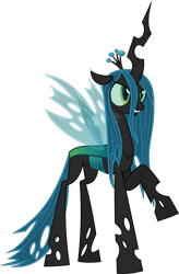 Size: 4815x7325 | Tagged: safe, artist:wissle, queen chrysalis, changeling, changeling queen, a canterlot wedding, absurd resolution, crown, female, grin, jewelry, one leg raised, raised hoof, regalia, simple background, smiling, solo, transparent background, vector