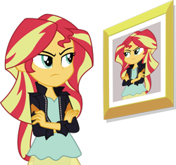 Size: 1093x1024 | Tagged: artist needed, safe, sunset shimmer, equestria girls, exploitable meme, meme, simple background, solo, sunset's picture frame, transparent background