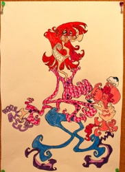 Size: 763x1048 | Tagged: safe, artist:shmelluloidstudios, pinkie pie, earth pony, pony, lauren faust, solo, surreal, traditional art