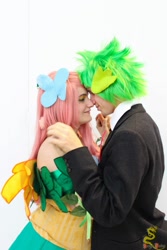 Size: 640x960 | Tagged: safe, artist:bakakawaicosplay0o0, fluttershy, spike, human, cosplay, female, flutterspike, irl, irl human, male, photo, shipping, straight