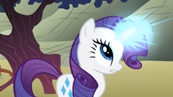 Size: 1054x592 | Tagged: safe, screencap, rarity, pony, unicorn, a dog and pony show, glowing horn, shine, solo