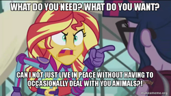 Size: 800x450 | Tagged: safe, edit, edited screencap, screencap, sci-twi, sunset shimmer, twilight sparkle, equestria girls, friendship games, angry, aqua teen hunger force, exploitable meme, image macro, meme, sunset yells at twilight