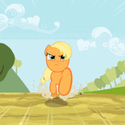 Size: 720x720 | Tagged: safe, screencap, applejack, earth pony, pony, the last roundup, animated, hurdle, jumping, running