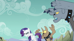 Size: 1054x592 | Tagged: safe, screencap, fido, rarity, spot, diamond dog, pony, unicorn, a dog and pony show