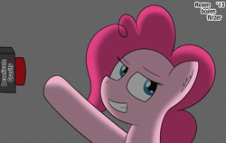 Size: 2055x1296 | Tagged: safe, artist:regxy, pinkie pie, earth pony, pony, button, female, mare, pink coat, pink mane, solo