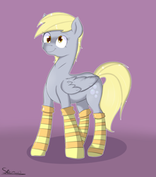 Size: 3233x3649 | Tagged: safe, artist:spenws, derpy hooves, pegasus, pony, clothes, female, mare, socks, solo, striped socks