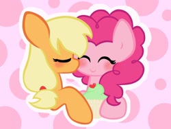 Size: 1024x768 | Tagged: safe, artist:luckyshy, applejack, pinkie pie, earth pony, pony, applepie, female, lesbian, shipping