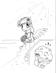 Size: 786x1017 | Tagged: safe, artist:php64, derpy hooves, pegasus, pony, clothes, dress, female, mare, monochrome, muffin, wedding