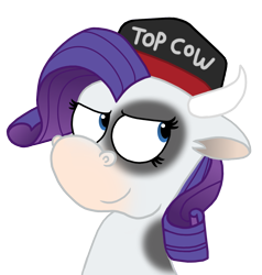 Size: 1243x1304 | Tagged: safe, artist:sketchymouse, rarity, cow, baseball cap, hat, raricow, solo, species swap, top gun