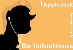 Size: 530x369 | Tagged: safe, artist:andreamelody, applejack, earth pony, pony, earbuds, ipod, solo