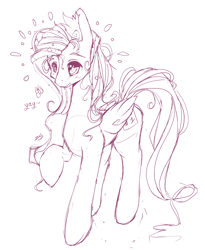 Size: 1200x1463 | Tagged: safe, artist:inkytophat, fluttershy, butterfly, pegasus, pony, monochrome, solo