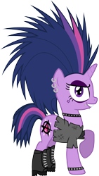 Size: 1063x1882 | Tagged: safe, artist:drweb70, derpibooru import, twilight sparkle, alternate hairstyle, boots, hoof boots, piercing, punk