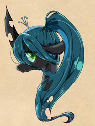 Size: 768x1024 | Tagged: safe, artist:tomizawa96, queen chrysalis, changeling, changeling queen, bust, crown, cute, cutealis, female, jewelry, pixiv, portrait, profile, regalia, solo