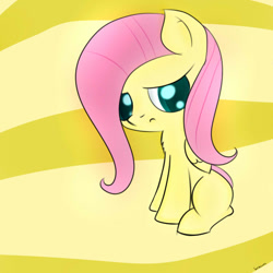 Size: 1000x1000 | Tagged: safe, artist:softkityonfire, fluttershy, pegasus, pony, female, filly, pink mane, solo, wings, yellow coat, young