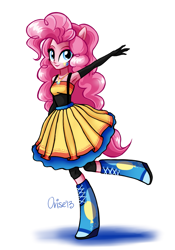 Size: 707x1011 | Tagged: safe, artist:lisaorise, pinkie pie, equestria girls, clothes, dress, humanized, ponied up, solo