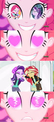 Size: 1280x2864 | Tagged: safe, starlight glimmer, sunset shimmer, coinky-dink world, eqg summertime shorts, equestria girls, female, glimmerpie, heart eyes, heartbreak, lesbian, meme, pinkie's eyes, shimmerglimmer, shipping, shipping denied, subversion, subverted meme, wingding eyes