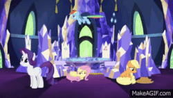 Size: 320x180 | Tagged: safe, derpibooru import, screencap, applejack, fluttershy, rainbow dash, rarity, earth pony, pegasus, pony, unicorn, castle sweet castle, adorable distress, adorkable, animated, circling, cute, dashabetes, distracted, distressed, dork, flying, gif, i have done nothing productive all day, pacing, picture for breezies, raribetes, scared, shifty eyes, twilight's castle