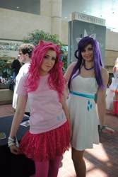 Size: 2592x3872 | Tagged: artist needed, safe, pinkie pie, rarity, human, convention, cosplay, irl, irl human, otakon, photo