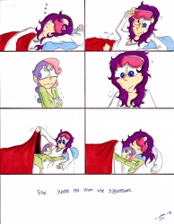 Size: 2550x3283 | Tagged: safe, artist:storypony, rarity, sweetie belle, human, comic, humanized, light skin, no speech