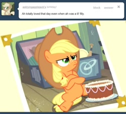 Size: 800x720 | Tagged: safe, screencap, applejack, earth pony, pony, solo, tumblr