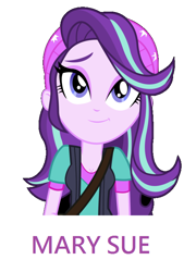 Size: 508x750 | Tagged: safe, starlight glimmer, equestria girls, background pony strikes again, beanie, drama, hat, mary sue, op is a cuck, op is trying to start shit, opinion, simple background, solo, starlight drama, white background
