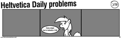 Size: 1280x404 | Tagged: safe, artist:tetrapony, derpy hooves, pegasus, pony, comic:the daily derp, comic, female, helvetica, mare, monochrome