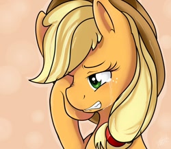 Size: 920x799 | Tagged: safe, artist:nolycs, applejack, earth pony, pony, crying, female, mare, solo