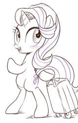 Size: 509x800 | Tagged: safe, artist:k-nattoh, starlight glimmer, pony, unicorn, bipedal, blushing, solo, suitcase