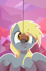 Size: 1000x1545 | Tagged: safe, artist:darkflame75, derpy hooves, pegasus, pony, bait, drool, eyes on the prize, female, fishing, mare, muffin, solo