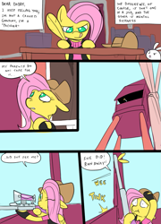 Size: 697x967 | Tagged: safe, artist:metal-kitty, angel bunny, fluttershy, pegasus, pony, comic, crossover, meet the sniper, sniper, snipershy, team fortress 2