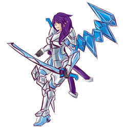 Size: 894x894 | Tagged: safe, artist:checkerboardazn, rarity, human, armor, armorarity, elf ears, humanized, light skin, simple background, solo, sword, unicorns as elves, weapon, white background, woman