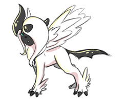 Size: 800x618 | Tagged: safe, artist:ghostlymuse, fluttershy, absol, crossover, mega absol, mega evolution, pokémon, pokémon x and y, solo, species swap