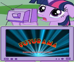 Size: 680x574 | Tagged: source needed, useless source url, safe, derpibooru import, twilight sparkle, crying, exploitable meme, futurama, television, tv meme, watching