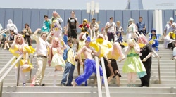 Size: 3456x1903 | Tagged: safe, fluttershy, iron will, human, anime expo, cosplay, group photo, irl, irl human, photo