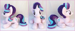 Size: 1757x742 | Tagged: safe, artist:lilmoon, starlight glimmer, pony, irl, photo, plushie, prone, solo