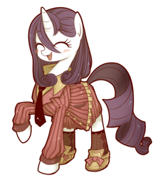 Size: 652x735 | Tagged: safe, artist:umeguru, rarity, pony, unicorn, alternate hairstyle, clothes, necktie, solo