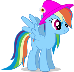 Size: 7000x6783 | Tagged: safe, artist:luckreza8, derpibooru import, rainbow dash, pegasus, pony, absurd resolution, female, hat, mare, rainbow dash always dresses in style, simple background, smiling, solo, transparent background, vector