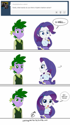 Size: 617x1099 | Tagged: safe, artist:pia-sama, rarity, spike, equestria girls, ask eg spike x rarity, comic, female, human spike, male, shipping, sparity, straight, tumblr