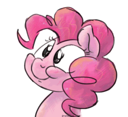 Size: 837x766 | Tagged: safe, artist:stratustrot, pinkie pie, earth pony, pony, :p, animated, blinking, bust, cross-eyed, eyelashes, portrait, simple background, smiling, solo, tongue out, white background