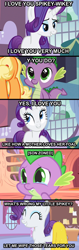 Size: 460x1454 | Tagged: safe, rarity, spike, dragon, pony, unicorn, comic, female, friendzone, horn, male, mare