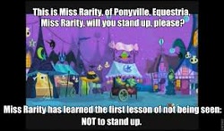 Size: 293x172 | Tagged: safe, edit, edited screencap, screencap, rarity, pony, unicorn, luna eclipsed, abuse, caption, image macro, lowres, monty python, raribuse