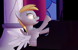 Size: 1600x1024 | Tagged: safe, artist:viranimation, derpy hooves, pegasus, pony, 3d, concert, female, gmod, mare, piano, solo