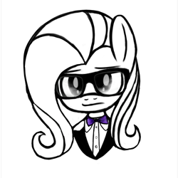 Size: 750x750 | Tagged: safe, artist:idontkn0ow, fluttershy, pegasus, pony, bowtie, clothes, glasses, solo, suit